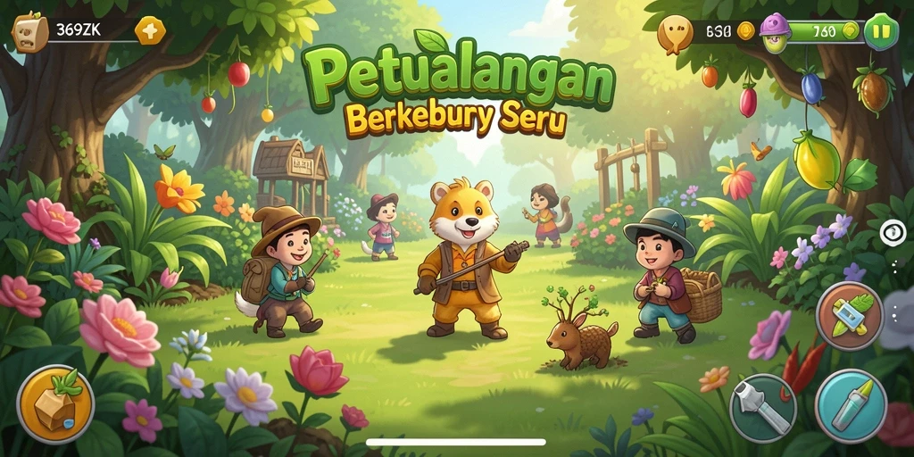 Tangkapan layar game 369ZK menampilkan aktivitas berkebun yang menarik.