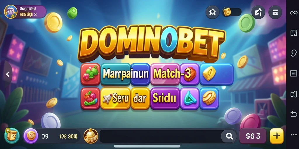 Tangkapan layar utama DOMINOBET menampilkan gameplay Match-3 yang menarik.