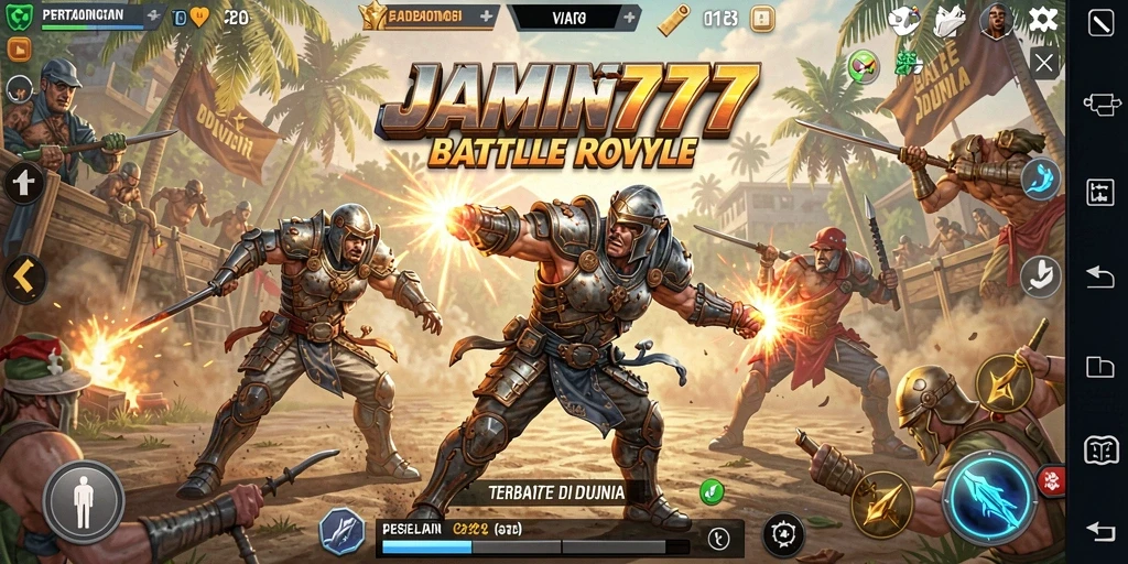 Menampilkan momen mendebarkan dalam gameplay Battle Royale.