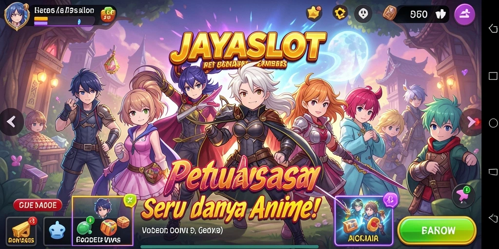 Gameplay JAYASLOT yang menampilkan karakter anime dalam pertempuran.