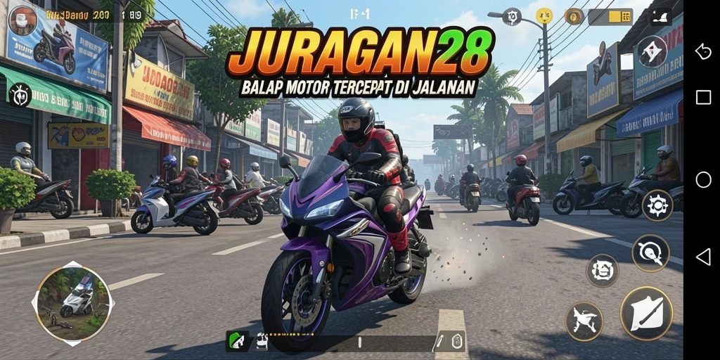 Gameplay balap motor yang seru dan mendebarkan.