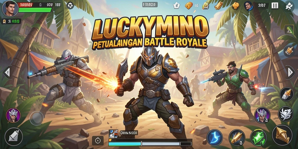 Tampilan gameplay seru dalam LUCKYMINO dengan aksi bertarung yang mendebarkan.