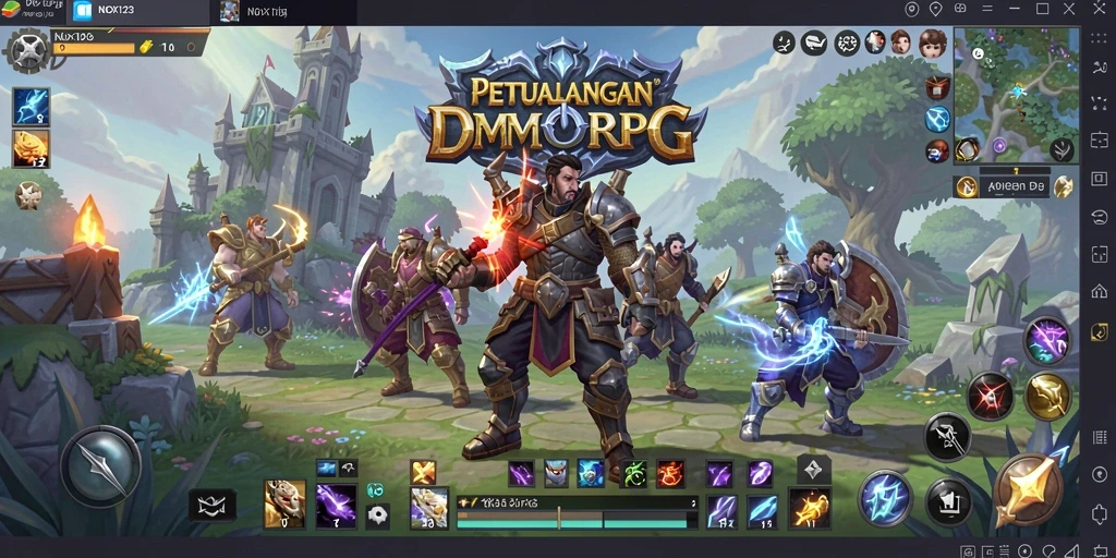 Screen utama NOX123 yang menunjukkan pertempuran multiplayer yang seru.