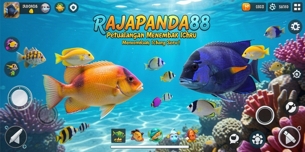 Tampilan gameplay RAJAPANDA88 saat menembak ikan.