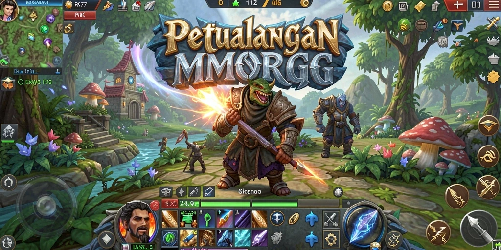 Tampilan gameplay RK77 yang penuh aksi dan petualangan.