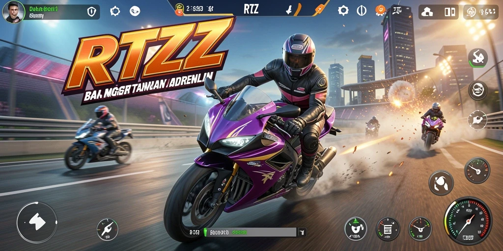 Gameplay balapan motor yang seru dan penuh tantangan di RTZZ.