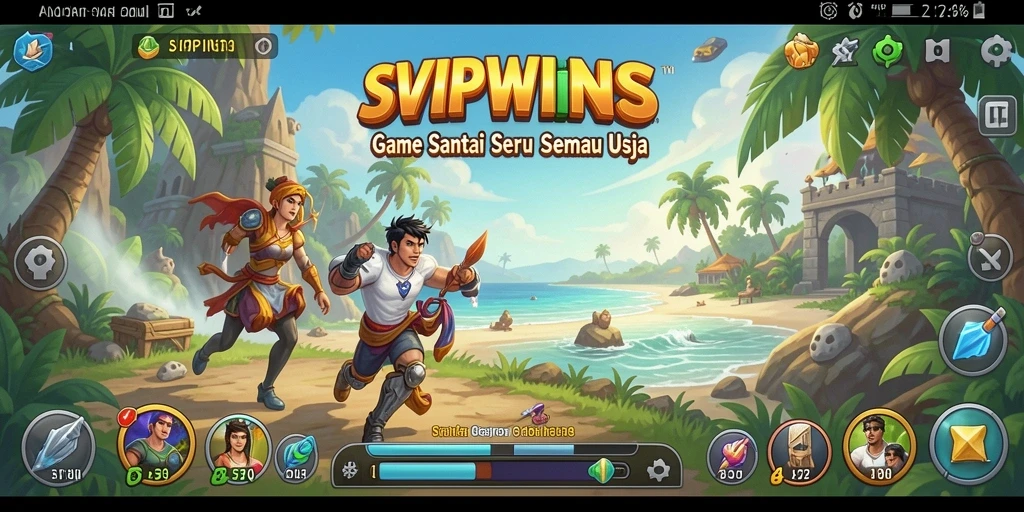 Screenshot menunjukkan gameplay SVIPWINS yang seru dan penuh warna.