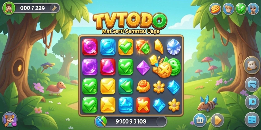 Tampilan gameplay TVTOTO dengan tantangan Match-3 yang seru.